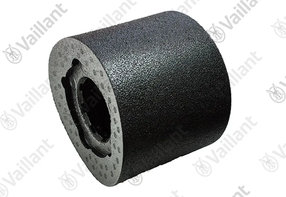 Vaillant Isolierung, schwarze Rundkappe mit innenliegender Öffnung. Die Oberfläche ist strukturiert und die Kappe hat einen durchmesserähnlichen Bereich zur Installation.